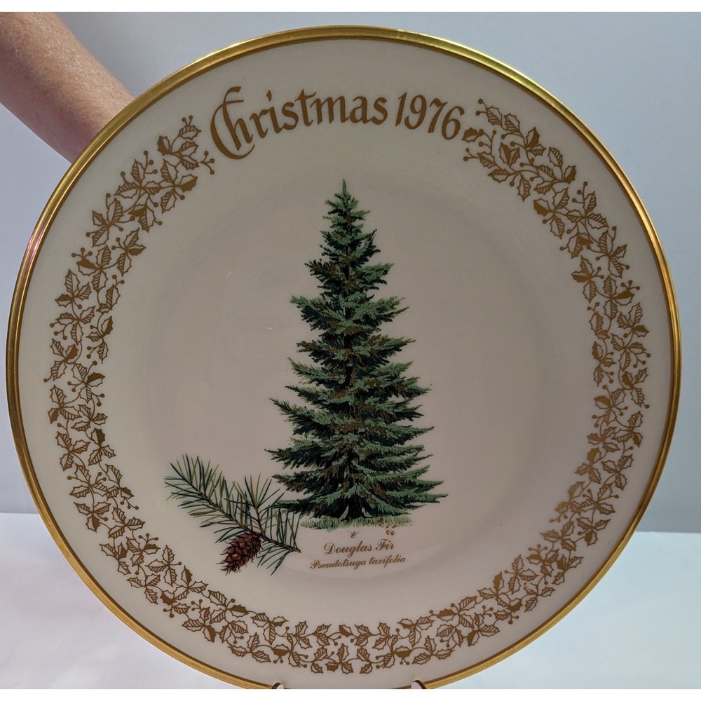 Lenox Collector Plate 1976 Christmas Douglas Fir Ivory Gold Trim Limited Edition